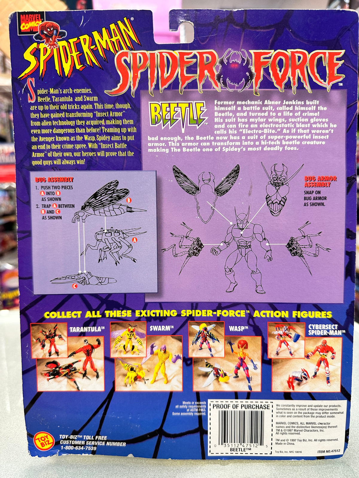 Beetle Insect Armor (Vintage Marvel Spider-Man Spider Force, Toybiz) Sealed product image 4, provided for visual reference