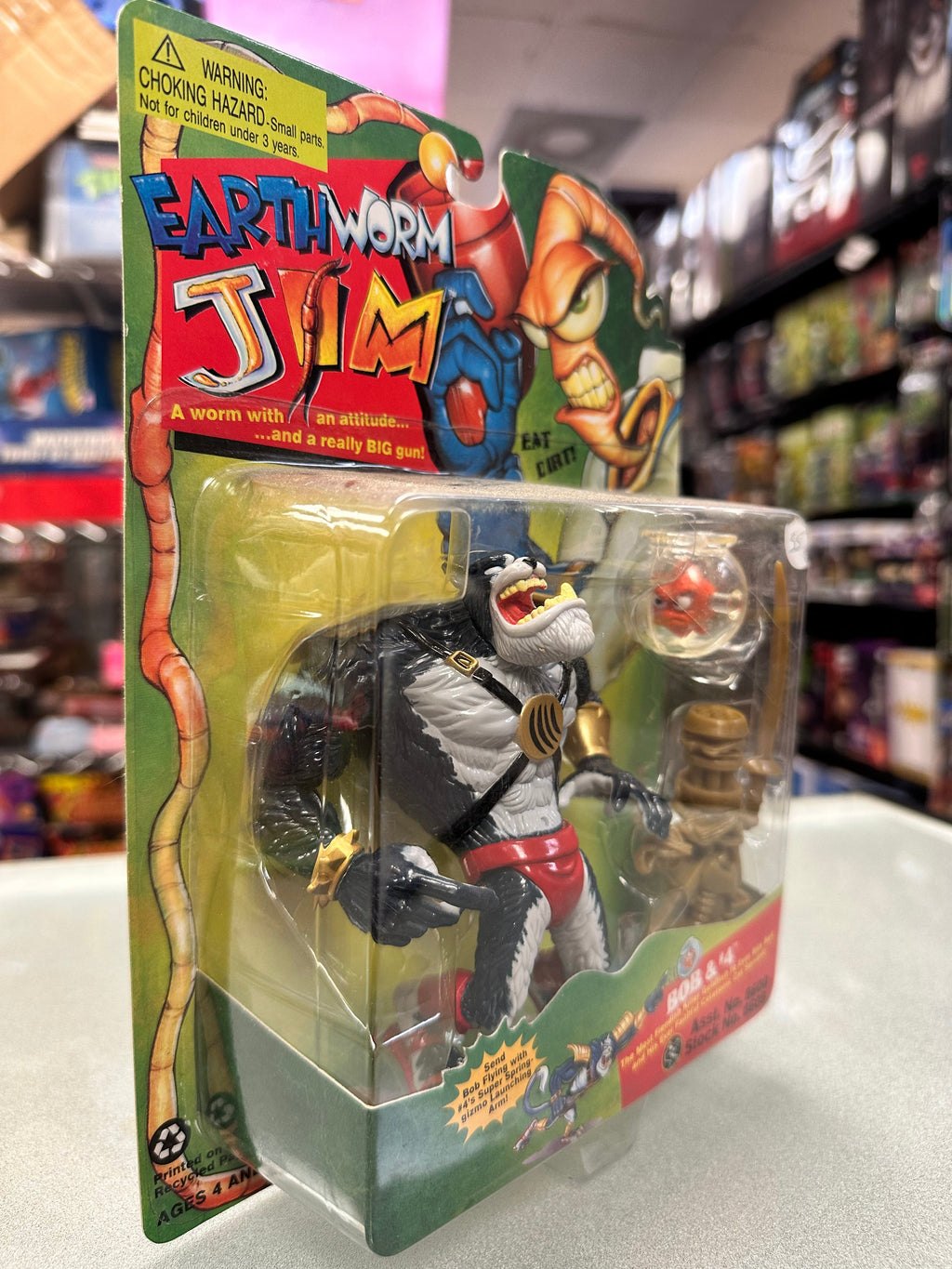 Bob & #4 (Vintage Earthworm Jim, Playmates) Sealed product image 2, provided for visual reference and product detail review
