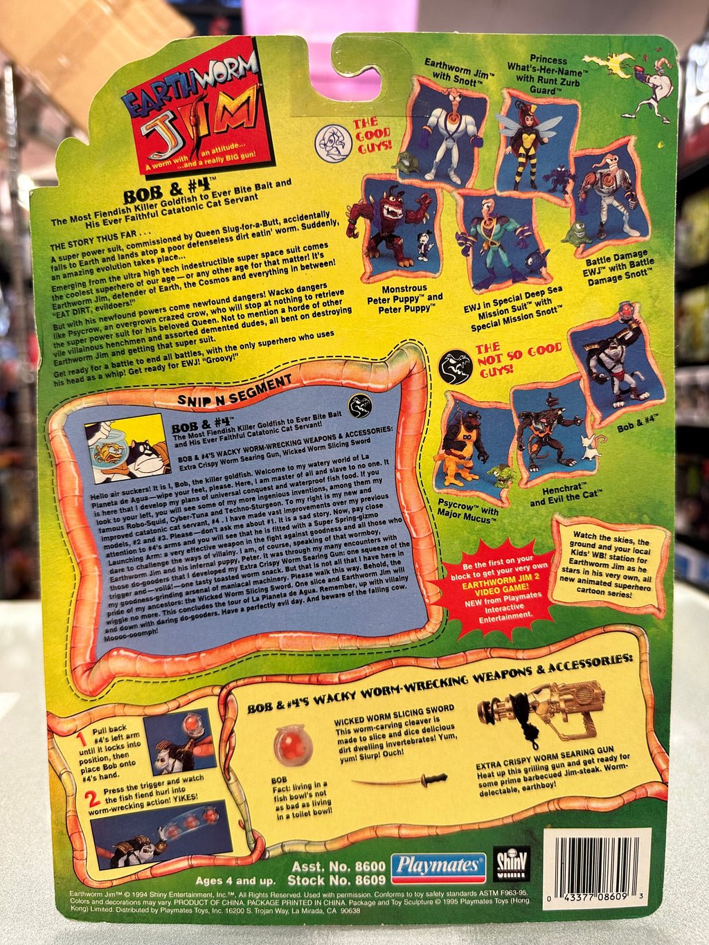 Bob & #4 (Vintage Earthworm Jim, Playmates) Sealed product image 5, provided for visual reference and product detail review
