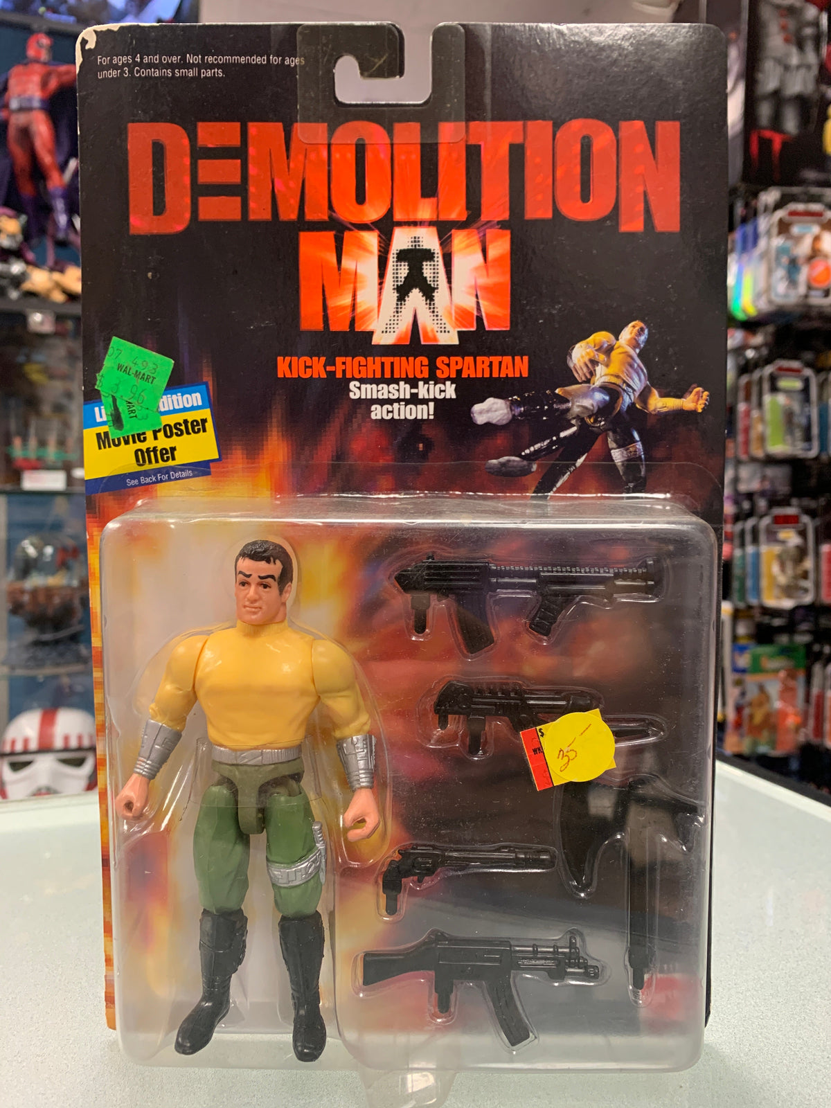 Kick-Fighting Spartan (Vintage Demolition man, Mattel) Sealed product image 1, provided for visual reference and product