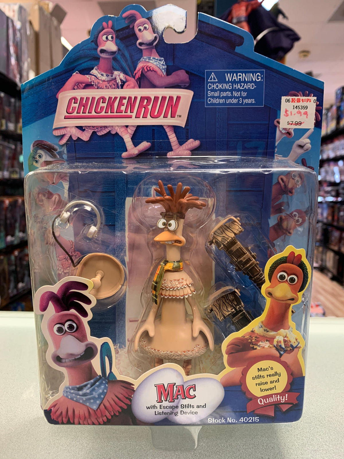 Mac with Escape Stilts (Vintage Chicken Run, Playmates) SEALED product image 1, provided for visual reference and product