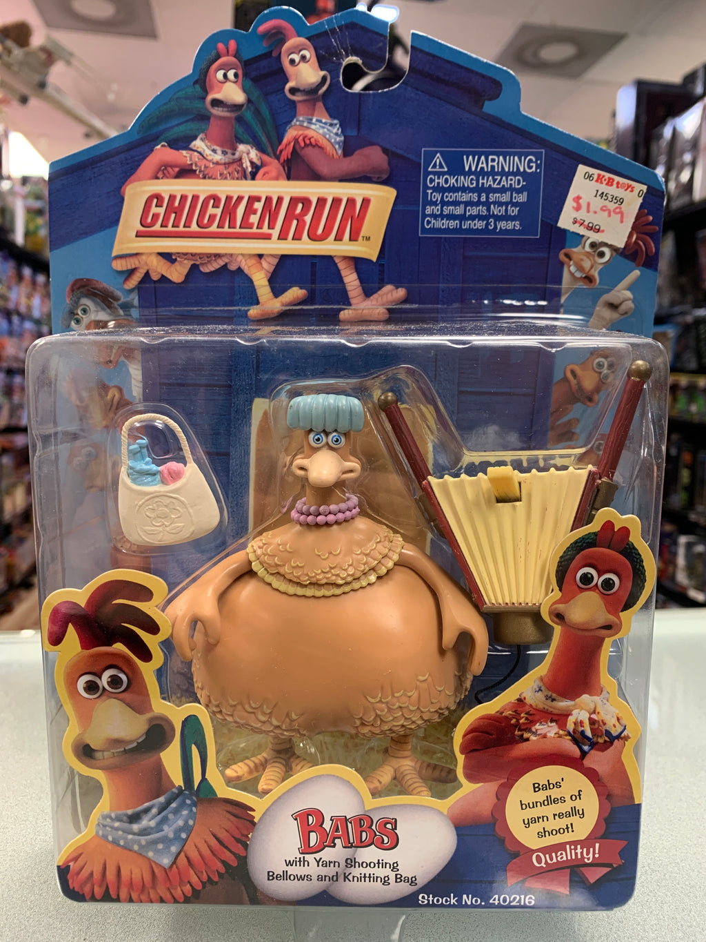 Babs Yarn Shooting Bellows (Vintage Chicken Run, Playmates) SEALED product image 1, provided for visual reference and