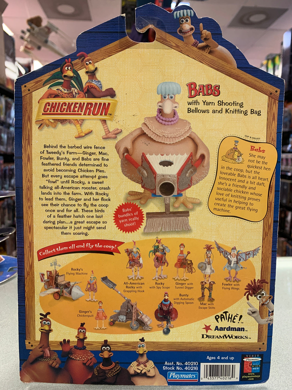 Babs Yarn Shooting Bellows (Vintage Chicken Run, Playmates) SEALED product image 6, provided for visual reference and
