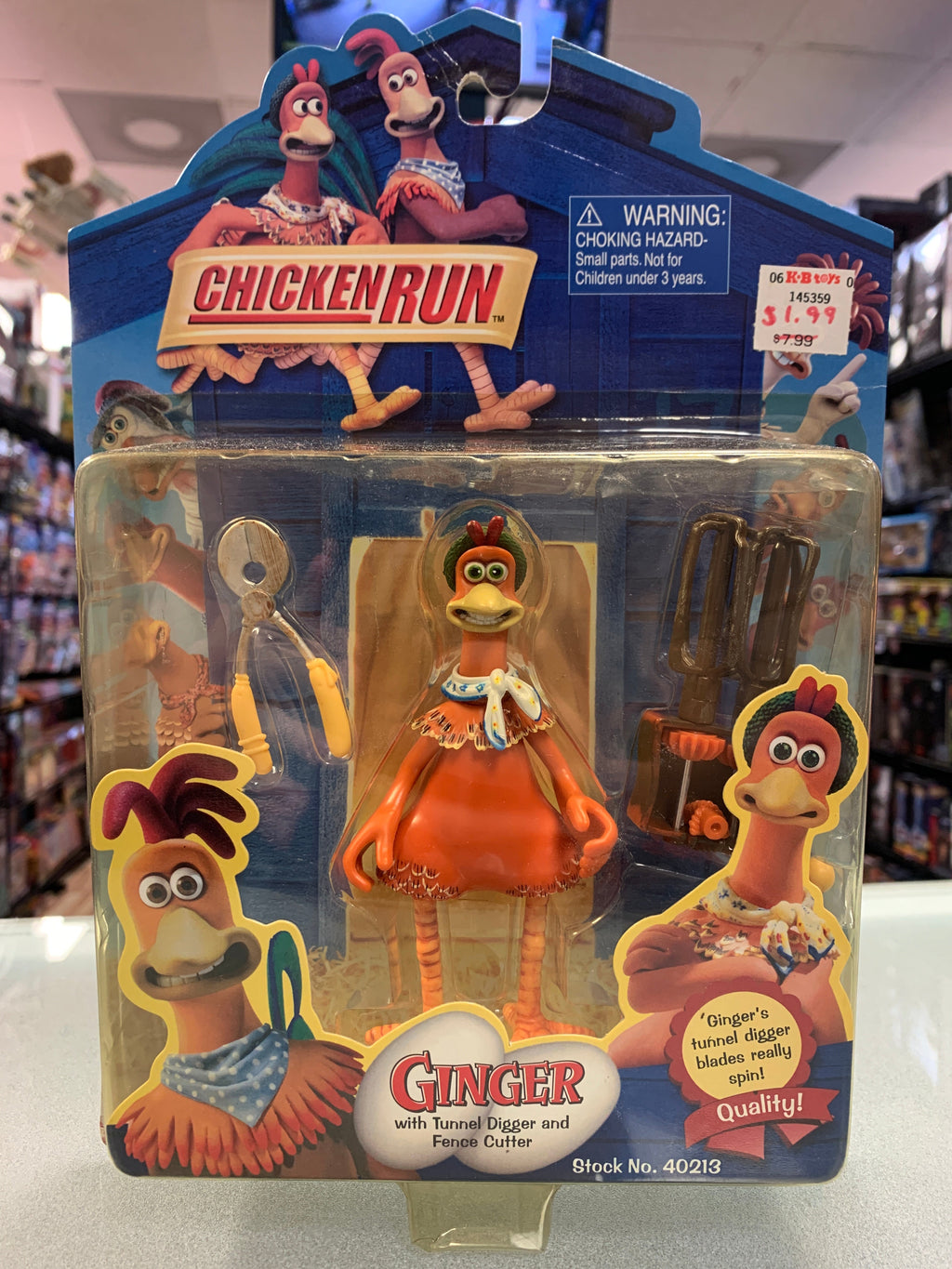 Ginger with Tunnel Digger (Vintage Chicken Run, Playmates) SEALED product image 1, provided for visual reference and product
