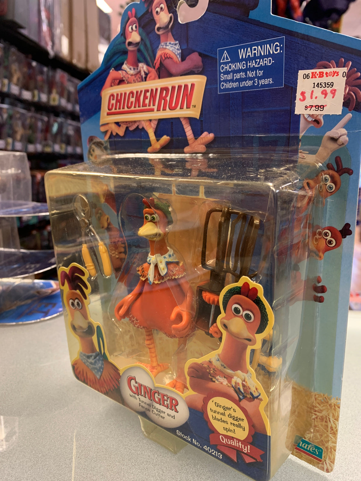 Ginger with Tunnel Digger (Vintage Chicken Run, Playmates) SEALED product image 5, provided for visual reference and product
