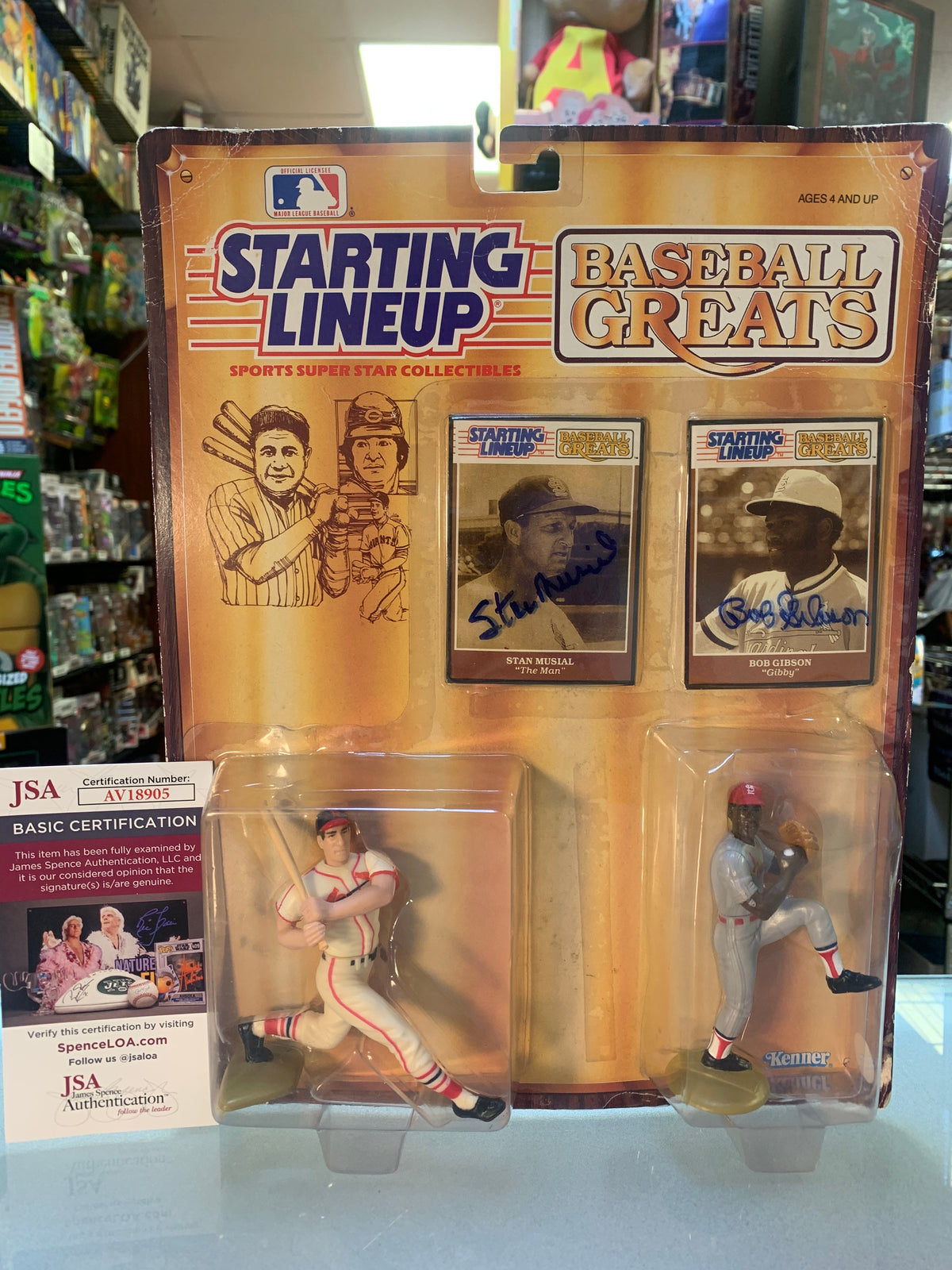 Starting Lineup Baseball Greats Stan Musial & Bob Gibson Signed(Vintage Kenner, MLB)**JSA Signature Authentication** product