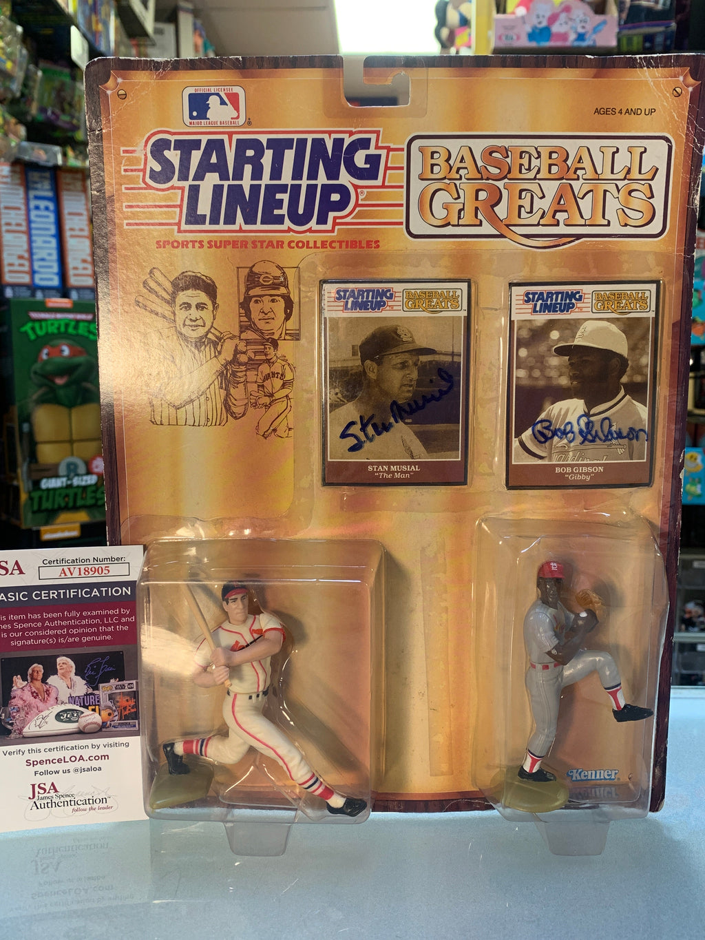 Starting Lineup Baseball Greats Stan Musial & Bob Gibson Signed(Vintage Kenner, MLB)**JSA Signature Authentication** product