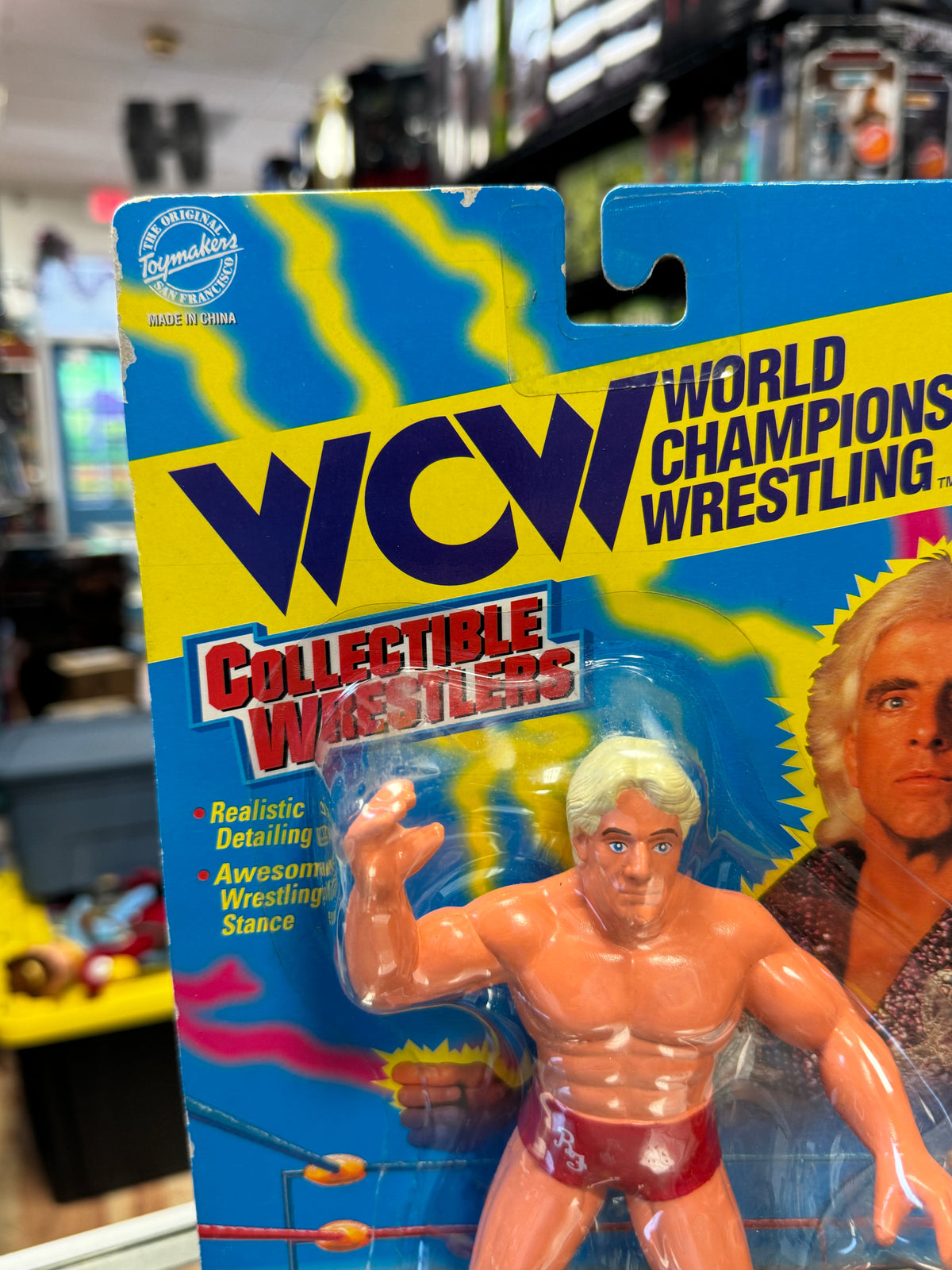 Red Trunks Ric Flair Figure (Vintage WCW Wrestling, OSFT) Sealed product image 2, provided for visual reference and product