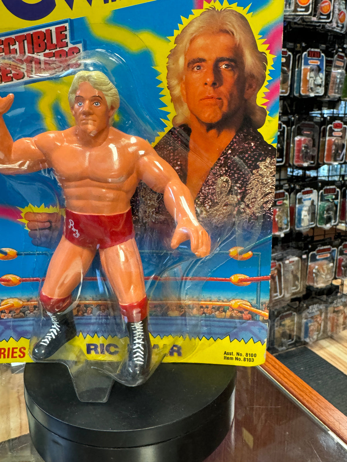 Red Trunks Ric Flair Figure (Vintage WCW Wrestling, OSFT) Sealed product image 4, provided for visual reference and product