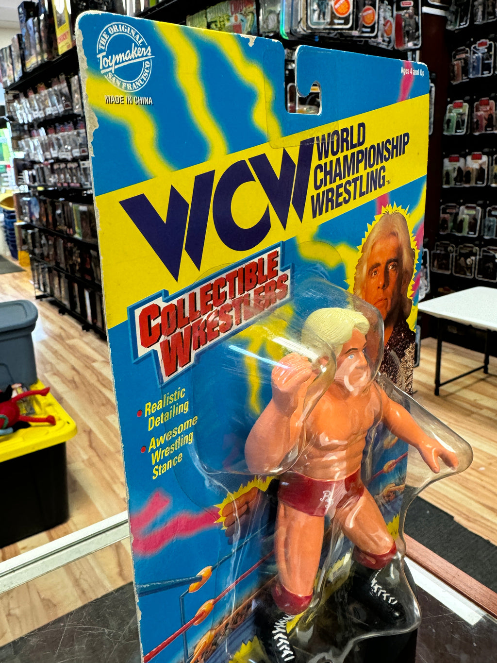 Red Trunks Ric Flair Figure (Vintage WCW Wrestling, OSFT) Sealed product image 6, provided for visual reference and product
