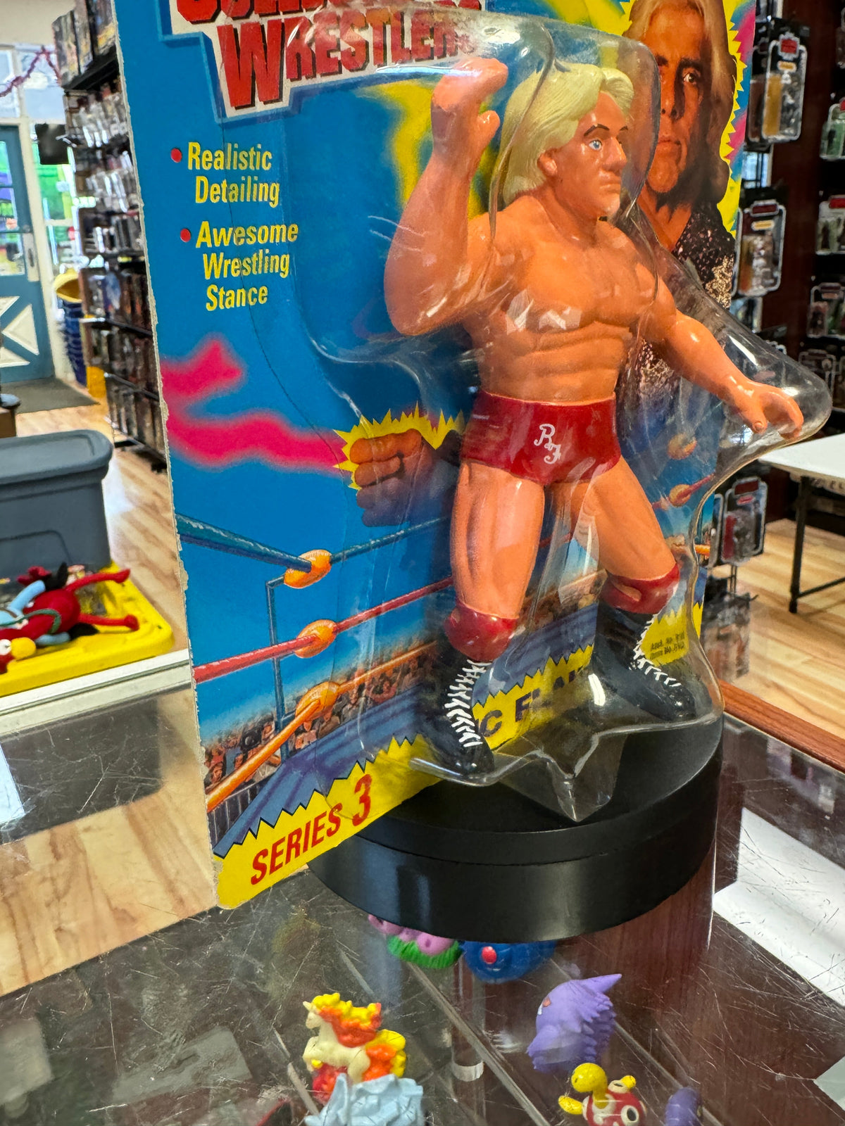 Red Trunks Ric Flair Figure (Vintage WCW Wrestling, OSFT) Sealed product image 7, provided for visual reference and product