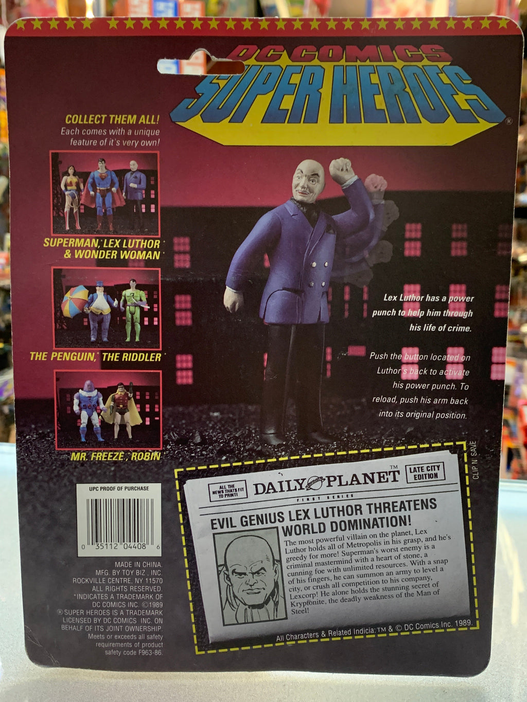 Lex Luthor (Vintage DC Super Heroes, Toybiz) SEALED product image 6, provided for visual reference and product detail review