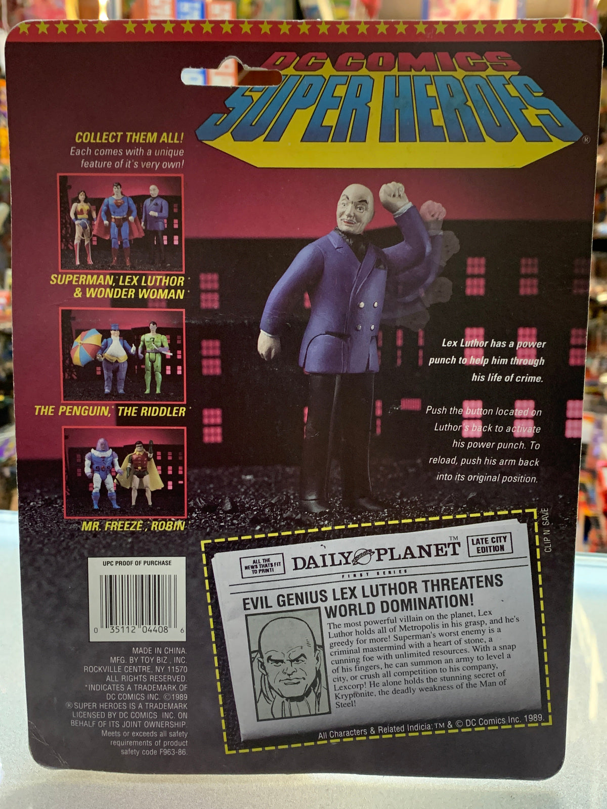 Lex Luthor (Vintage DC Super Heroes, Toybiz) SEALED product image 6, provided for visual reference and product detail review