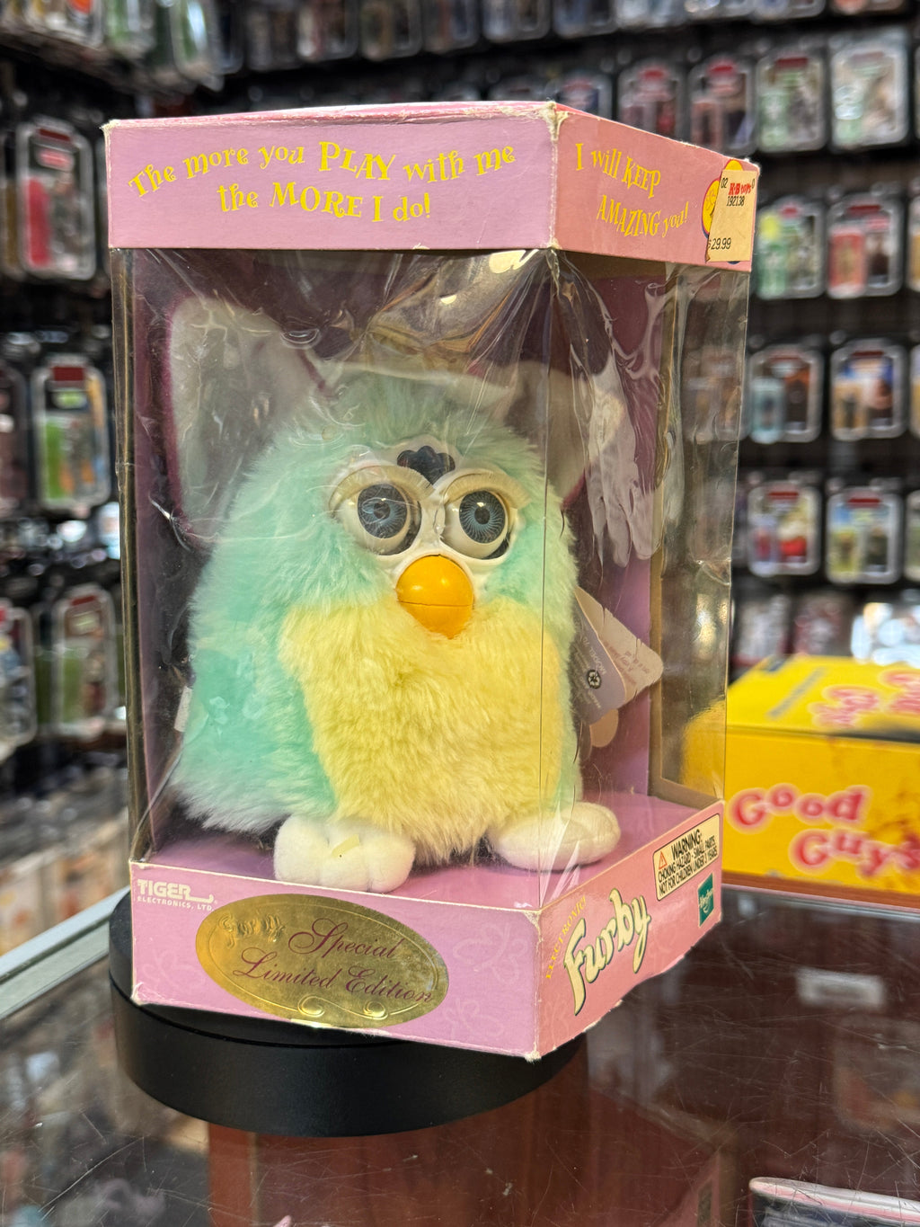 Blue Yellow Furby (Vintage Furby, Tiger Electronics) NEW product image 10, provided for visual reference and product detail
