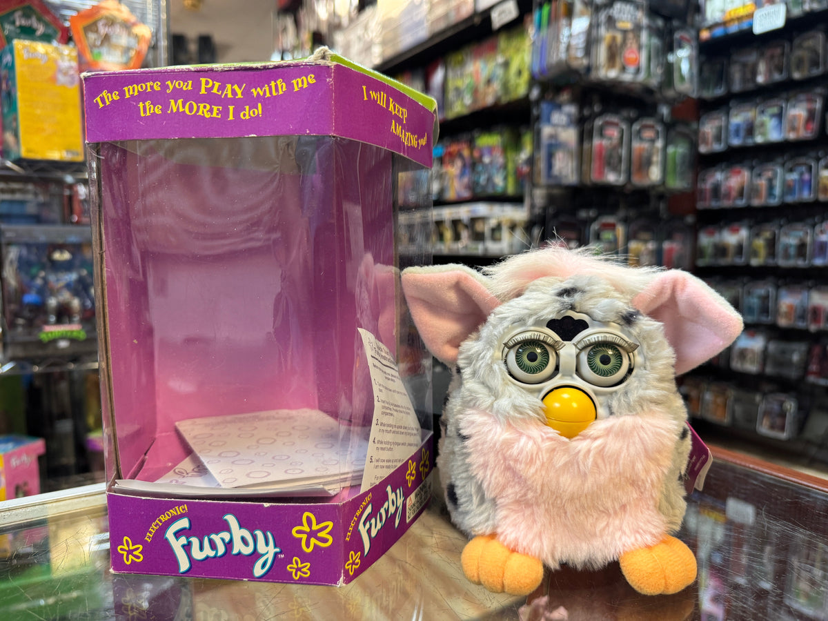 Pink Grey Blue Eyes Furby (Vintage Furby, Tiger Electronics) Open Box product image 1, provided for visual reference and