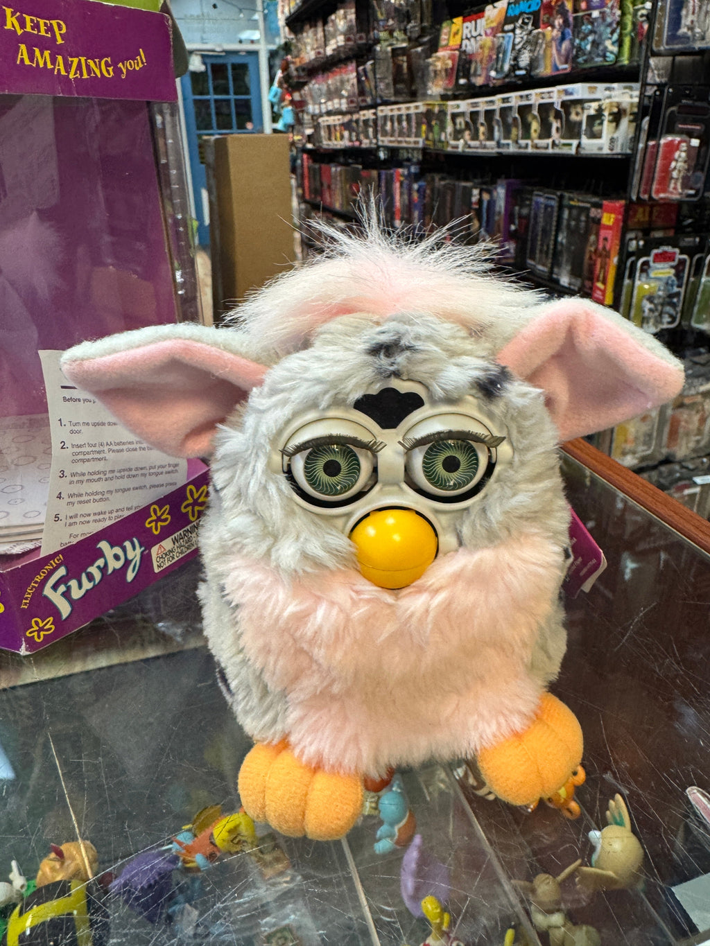 Pink Grey Blue Eyes Furby (Vintage Furby, Tiger Electronics) Open Box product image 7, provided for visual reference and