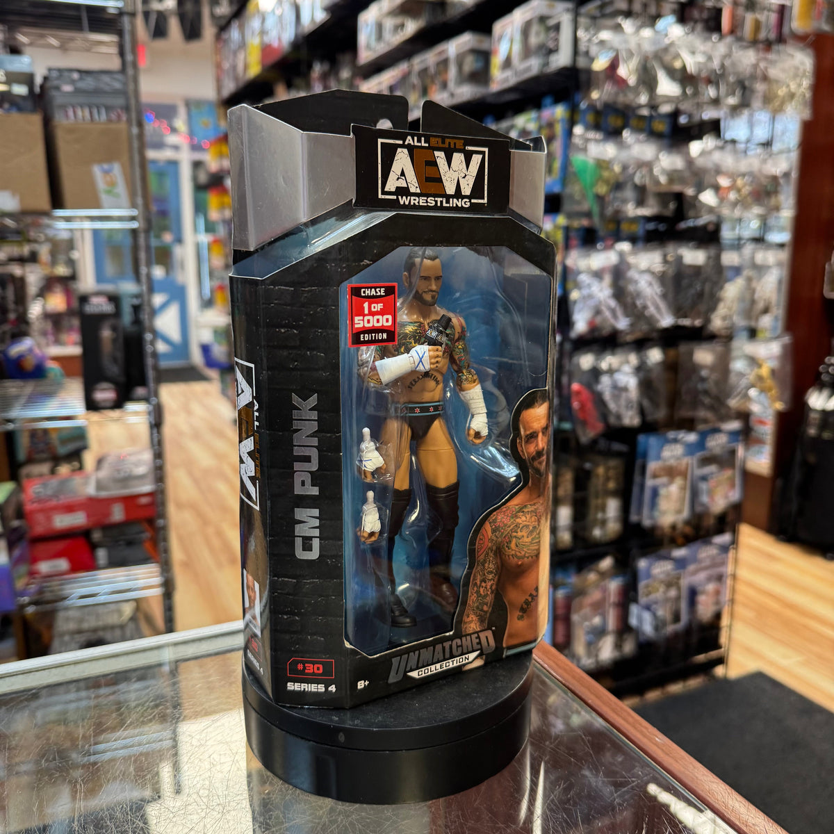 CM Punk #30 -Chase 1 of 5000- (AEW All Elite Wrestling, Jazwares) **SEALED** product image 5, provided for visual reference