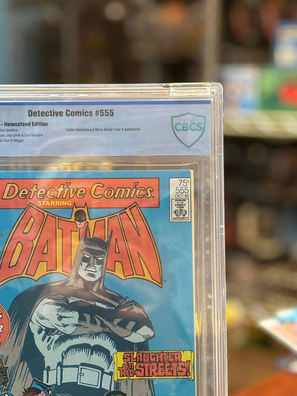 Detective Comics #555 (DC Comics, CBCS Graded 9.8 WHITE) product image 3, provided for visual reference and product detail