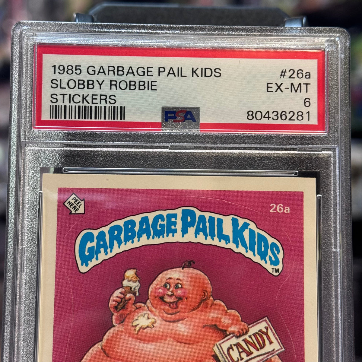 Slobby Robbie #26 EX-MT 1985 (Garbage Pail Kids, TOPPS) **PSA 6** product image 2, provided for visual reference and product