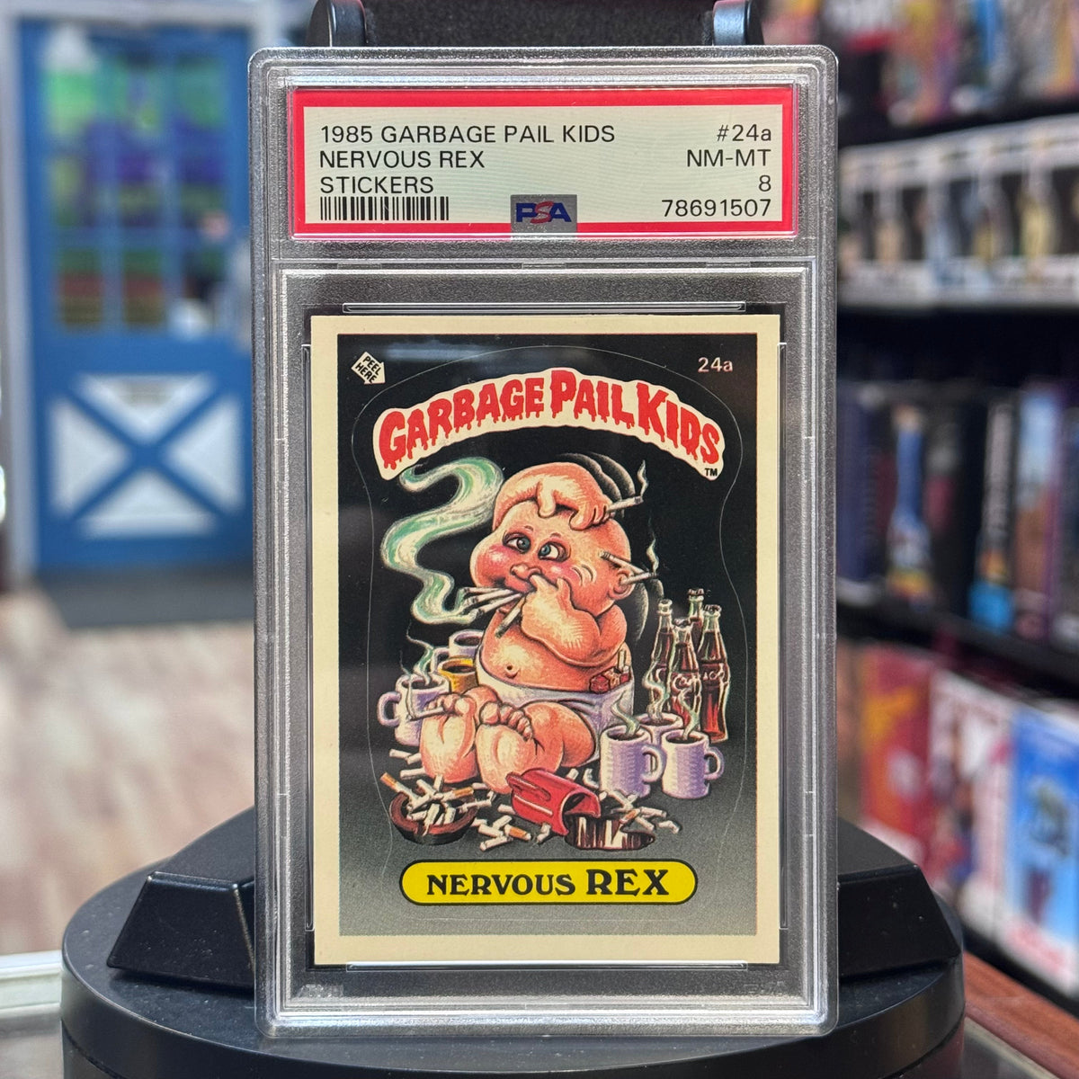 Nervous Rex #24a NM-MT 1985 (Garbage Pail Kids, TOPPS) **PSA 8** product image 1, provided for visual reference and product