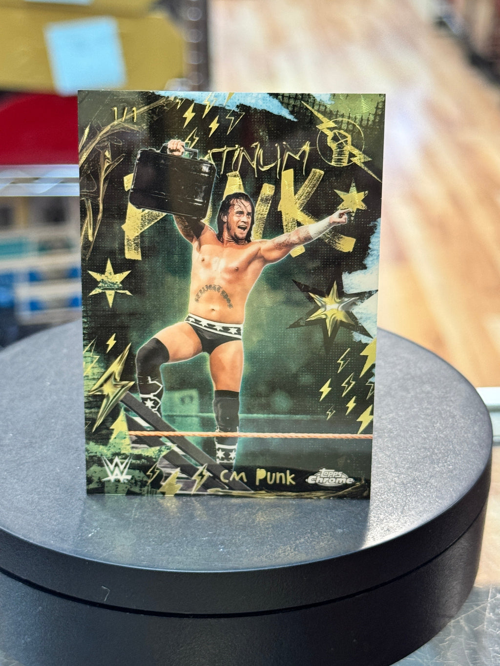 Money in the Bank CM Punk 1/1 -Platinum Punk (WWE, Topps Chrome) product image 1, provided for visual reference and product