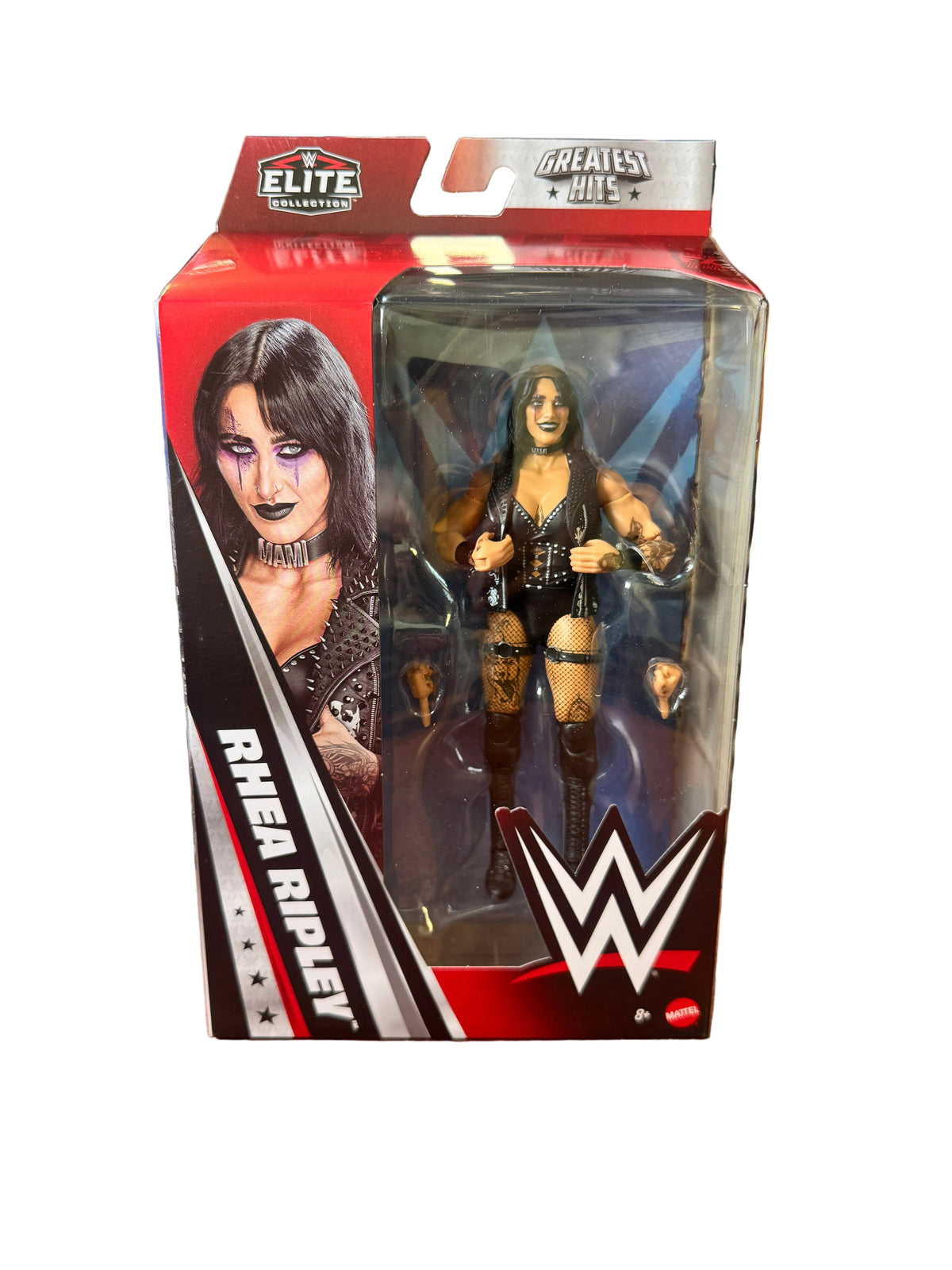 Rhea Ripley Greatest Hits (WWE Elites, Mattel) **SEALED** product image 1, provided for visual reference and product detail