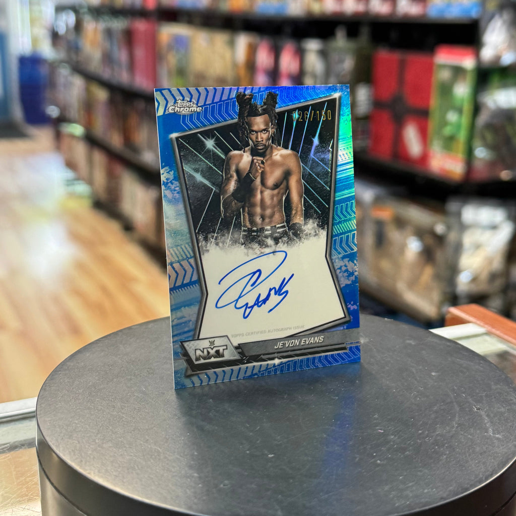 Je'Von Evans NXT Blue Refractor Autograph Card (WWE, Topps Chrome) product image 2, provided for visual reference and