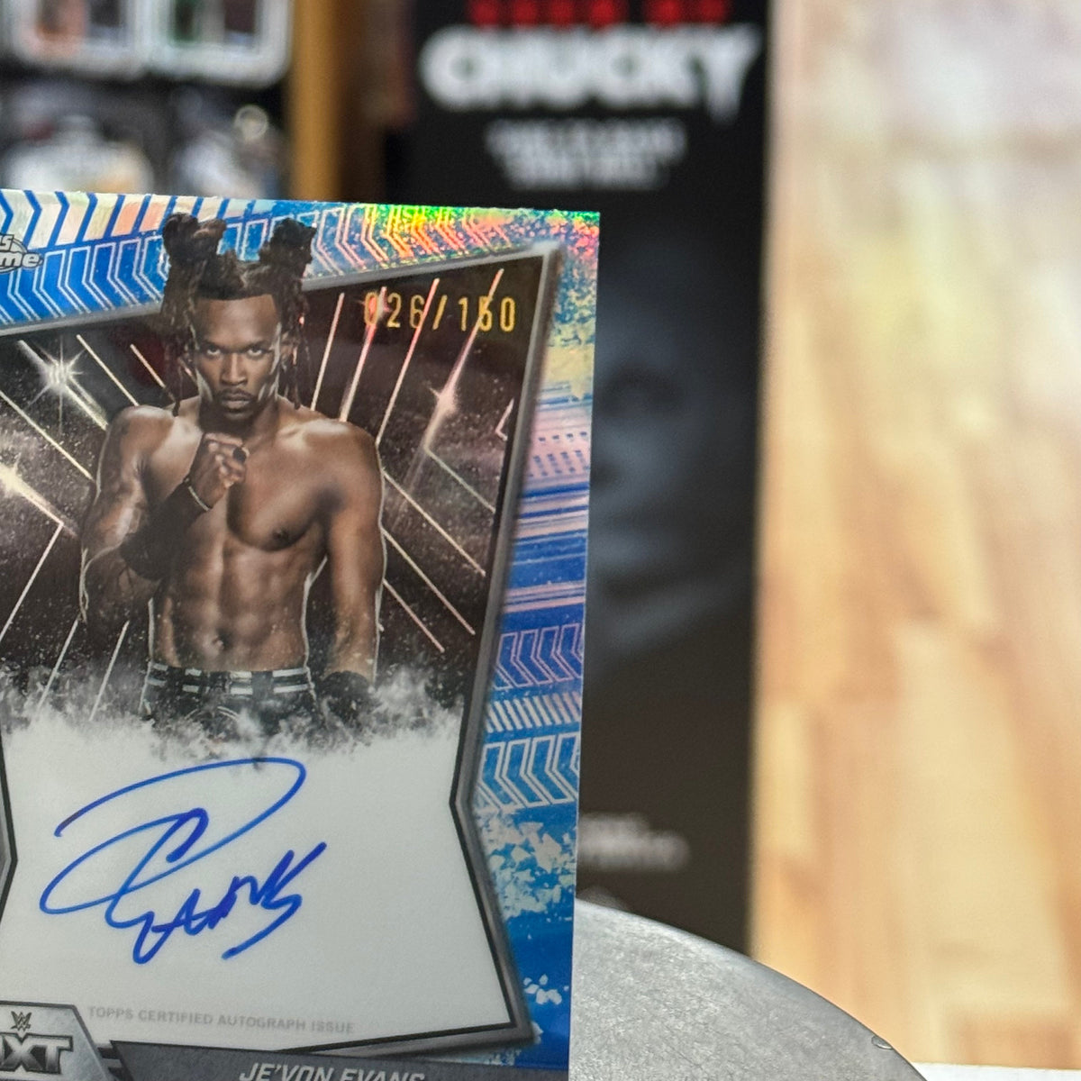 Je'Von Evans NXT Blue Refractor Autograph Card (WWE, Topps Chrome) product image 5, provided for visual reference and
