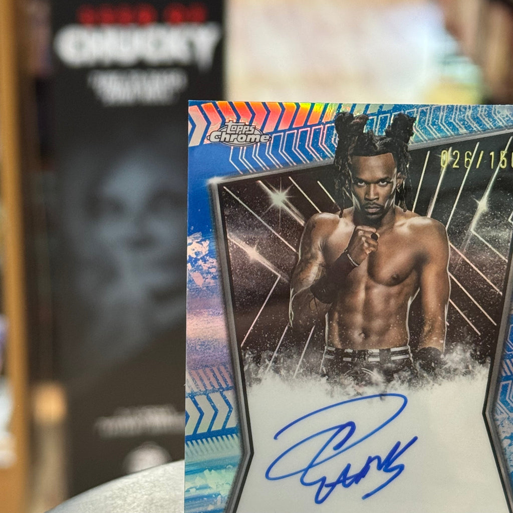 Je'Von Evans NXT Blue Refractor Autograph Card (WWE, Topps Chrome) product image 6, provided for visual reference and