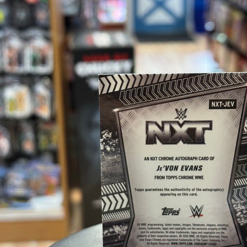 Je'Von Evans NXT Blue Refractor Autograph Card (WWE, Topps Chrome) product image 13, provided for visual reference and