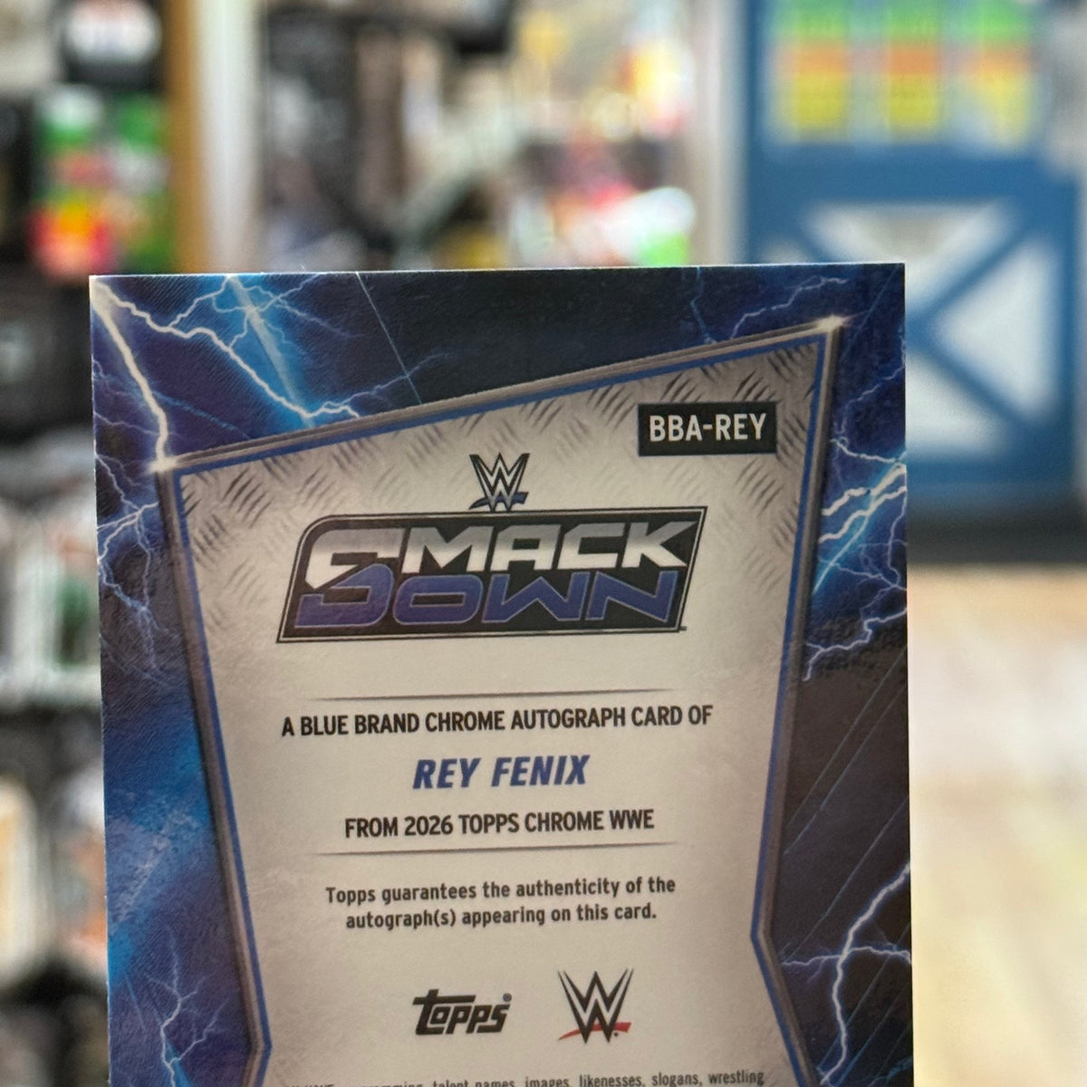 Rey Fenix Auto -Blue Refractor 140/150- (WWE, Topps Chrome) product image 5, provided for visual reference and product