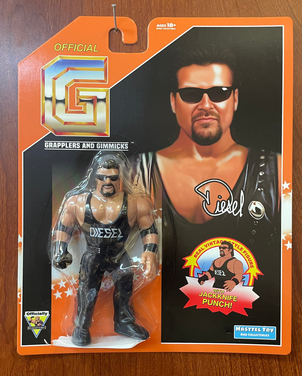 Diesel '94 Orange Card (Grapplers & Gimmicks WWF, Hasttel Toys) product image 1, provided for visual reference and product