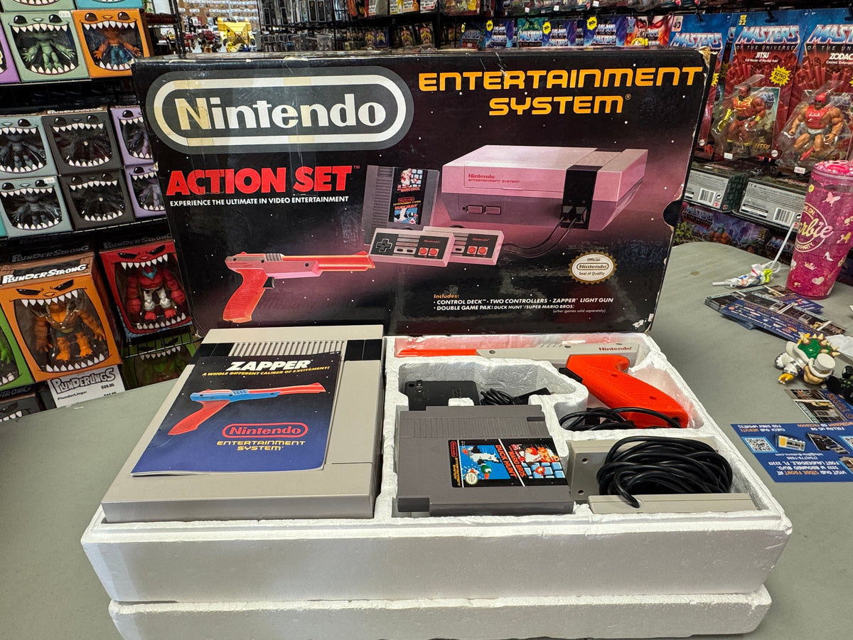 Boxed NES Action Set (Vintage Nintendo, Video Game) COMPLETE & TESTED product image 1, provided for visual reference and