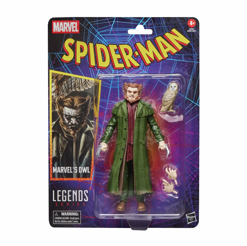 The Owl Retro Card (Marvel Legends, Hasbro) SEALED product image 1, provided for visual reference and product detail review
