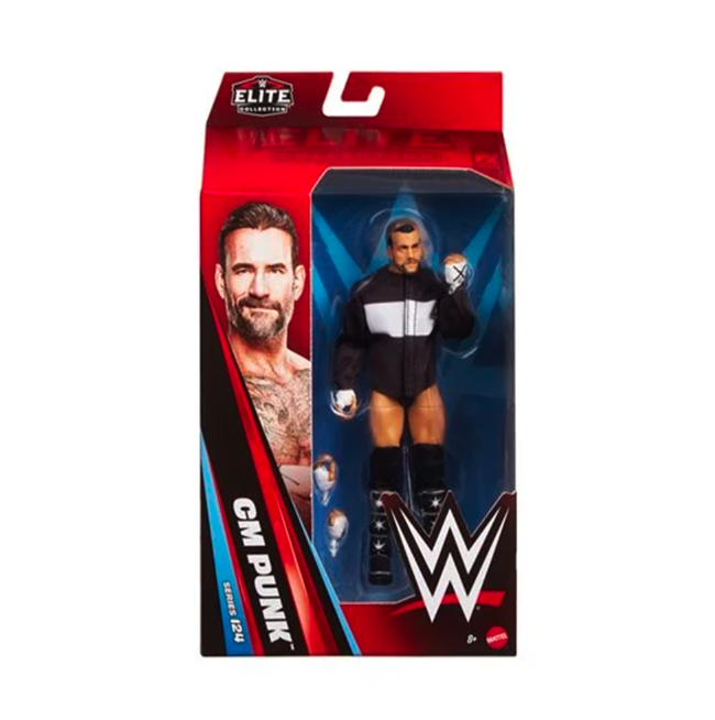 CM Punk Series 124 (WWE Elite, Mattel) SEALED product image 1, provided for visual reference and product detail review