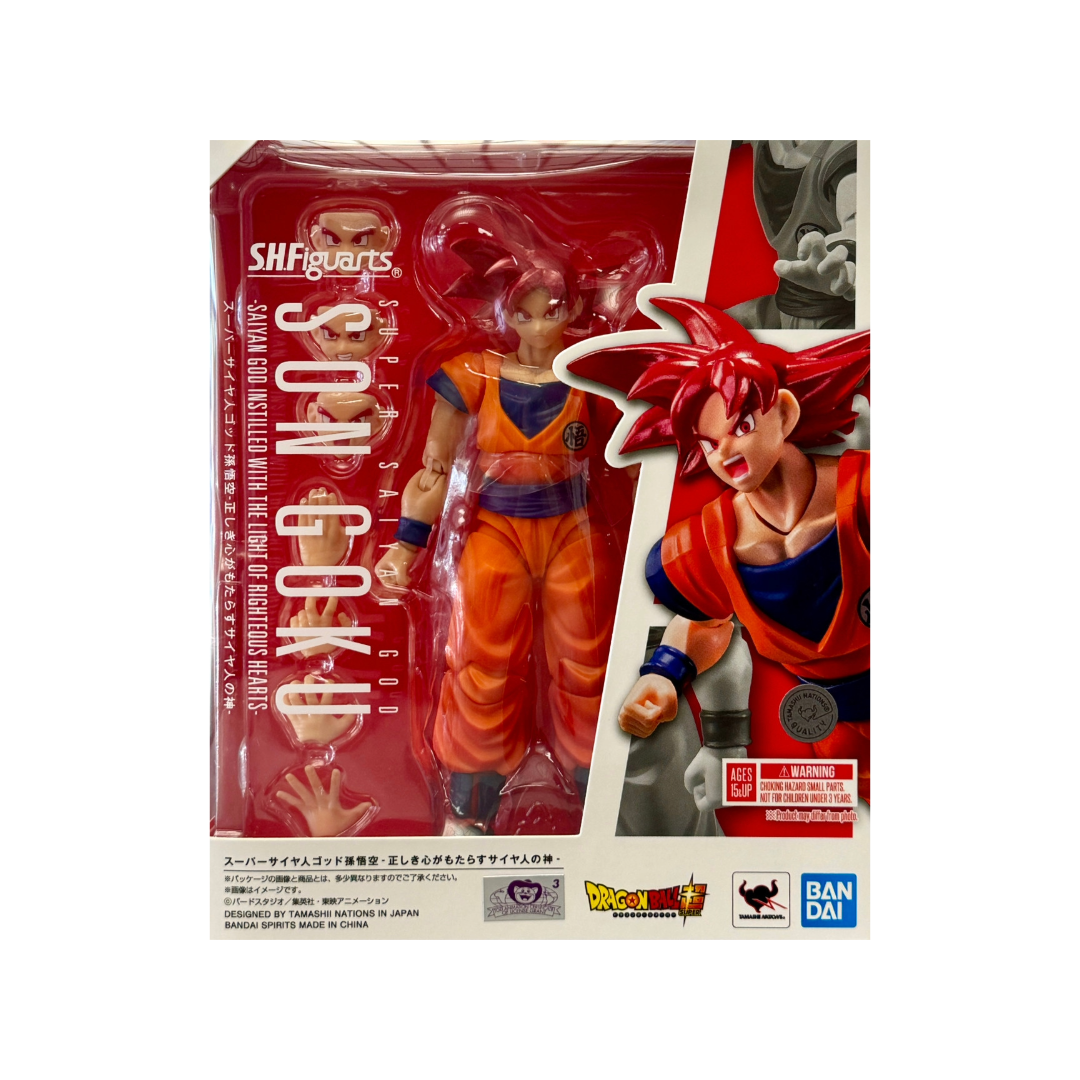 Super Saiyan God Son Goku (Dragon Ball DBZ, Bandai SH Figuarts) SEALED product image 1, provided for visual reference and
