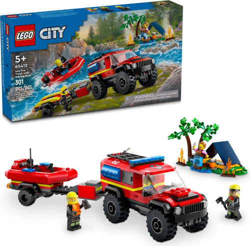 60412 LEGO City: 4x4 Fire Truck with Rescue Boat product image 1, provided for visual reference and product detail review
