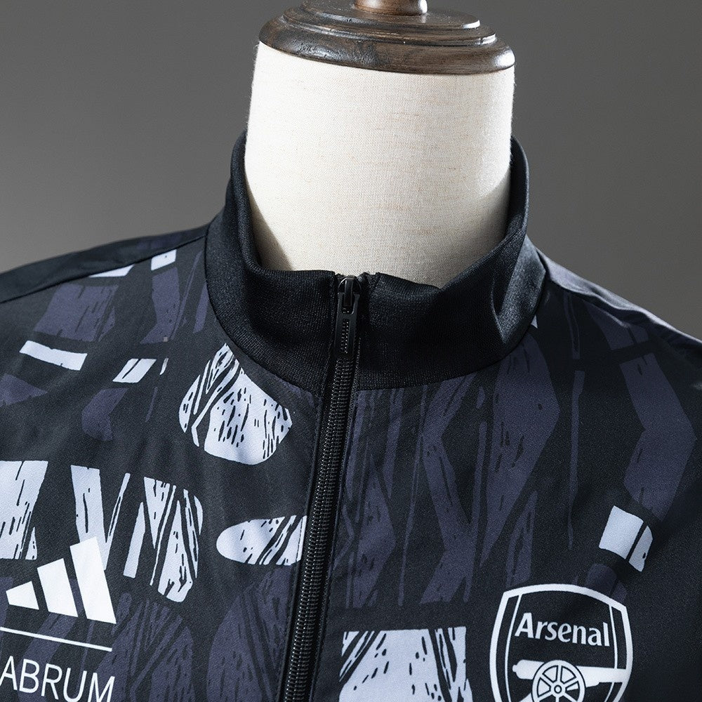 Arsenal Windbreaker 2025/26 Black Grey Football Kit product image 8