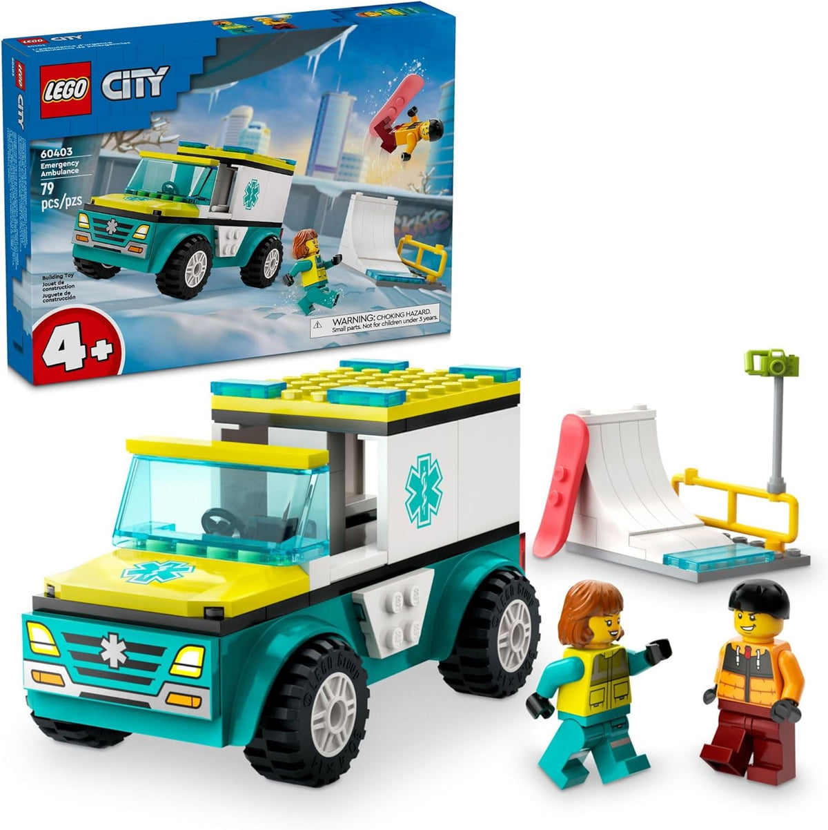 60403 Emergency Ambulance and Snowboarder product image 1, provided for visual reference and product detail review