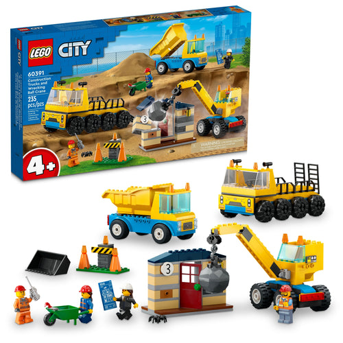 60391 Construction Trucks and Wrecking Ball Cr product image 1, provided for visual reference and product detail review