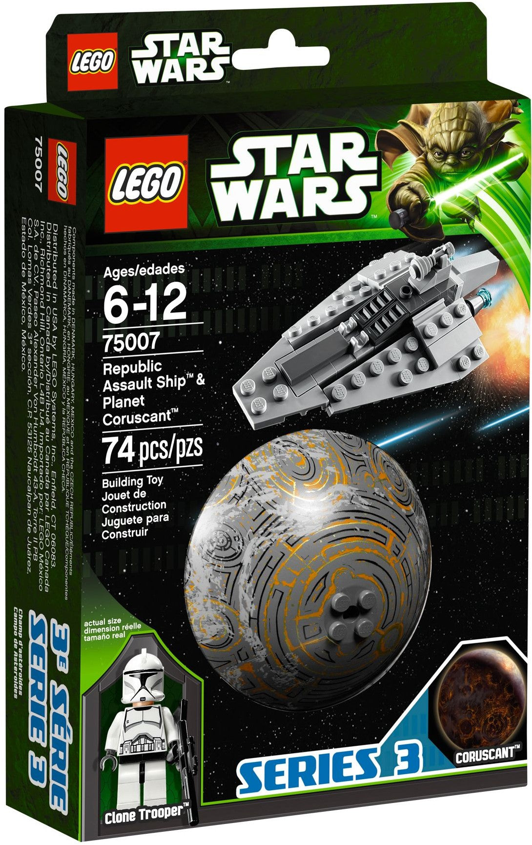 75007 Republic Assault Ship & Planet Coruscant (Retired) (New Sealed) product image 1, provided for visual reference and