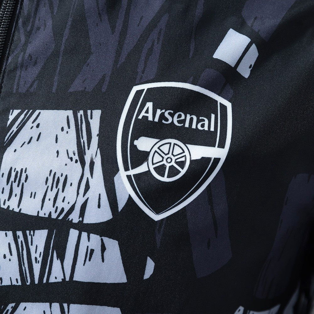Arsenal Windbreaker 2025/26 Black Grey Football Kit product image 7