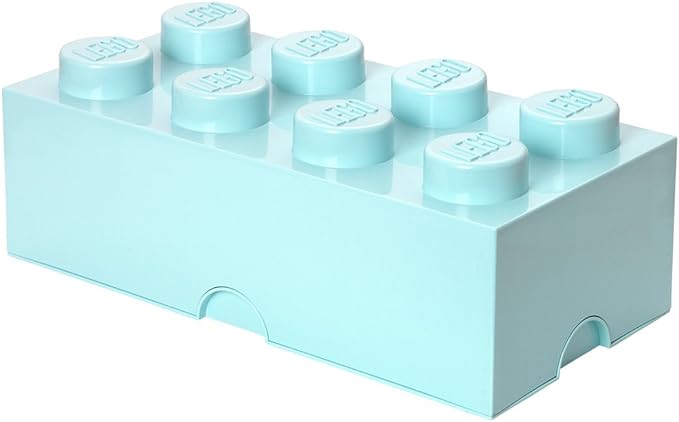 40040642 Brick 8 Knobs Large Stackable Storage Box Aqua product image 1, provided for visual reference and product detail