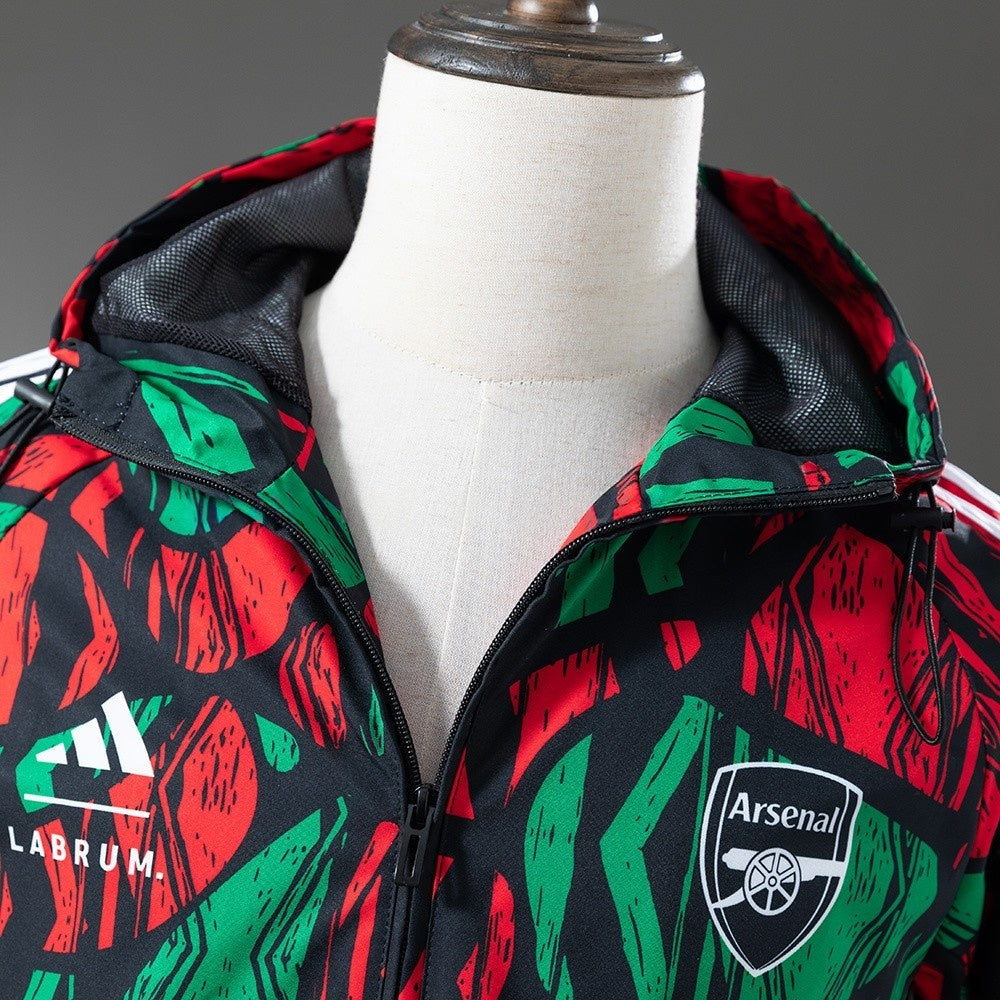 Arsenal Windbreaker 2025/26 Green Red Football Kit product image 8