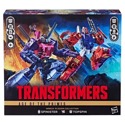 Topspin & Spinister -Wreck N' Doom- 2 Pack (Transformers Age of the Primes, Hasbro) SEALED